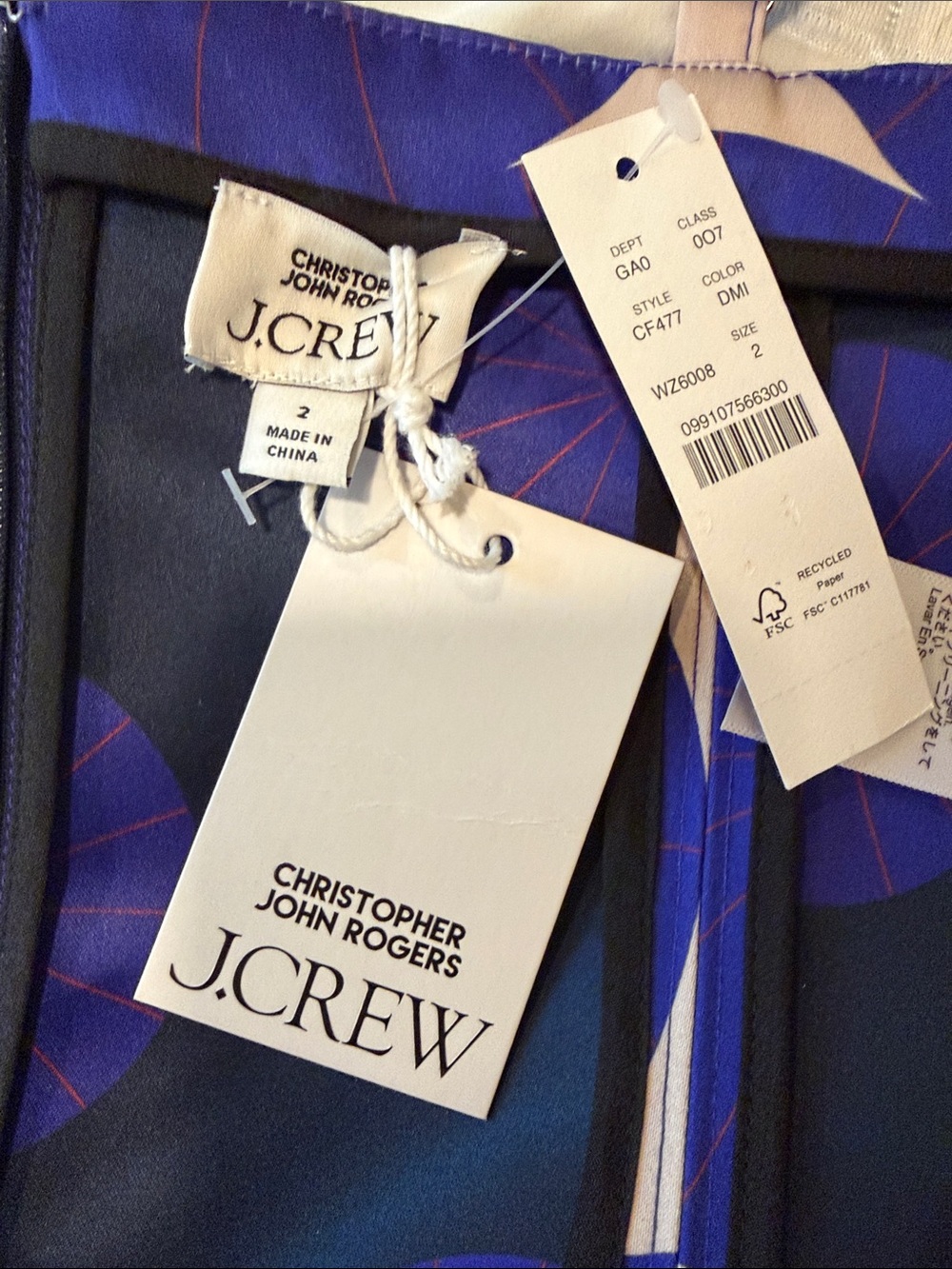 J.Crew Women's Tank Top in Blue and Purple Abstract Print